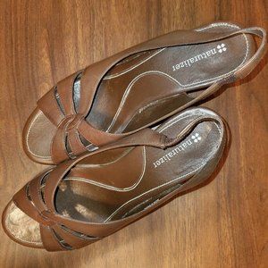 Natrualizer Brown Leather Wedge Sandals